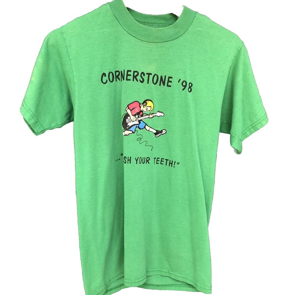 Vintage 1998 Cornerstone Music Festival Size Small Christian Rock Green T-shirt